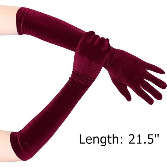 Women Velvet Opera Gloves Long Elbow Length Flapper Costume Accessory - Picture 3 of 5
